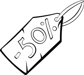 Price Tag percent, sale, discount black and white clipart