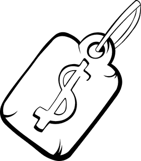 Price Tag Dollar black and white clipart