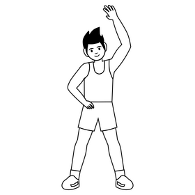 Workout exercise tricep stretch drawing black and white clipart