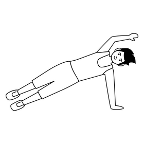 Workout exercise side plank drawing black and white clipart