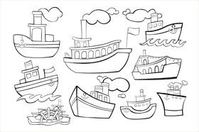 Steamboat black and white vector