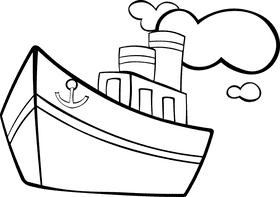 Steamboat Large black and white clipart
