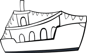 Steamboat Party black and white clipart