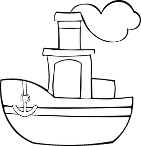 Steamboat Small black and white clipart