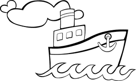 Steamboat Waves black and white clipart