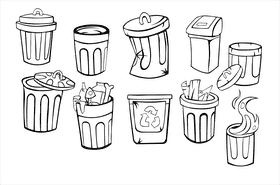 Trash can black and white vector
