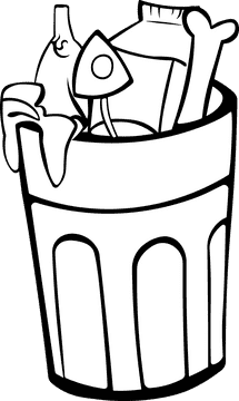 Trash can Bio black and white clipart