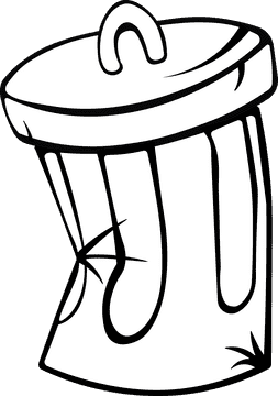 Trash can Damaged black and white clipart