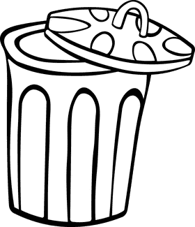 Trash can Open black and white clipart