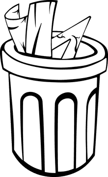 Trash can black and white clipart