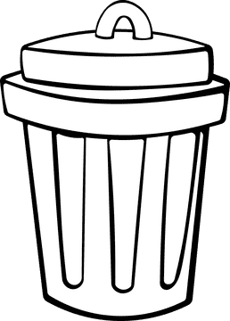 Trash can black and white clipart