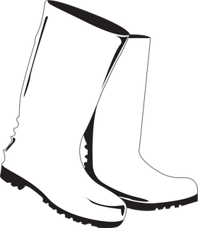 Rubber boots drawing black and white clipart