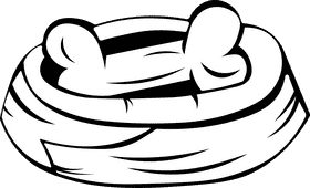 Dog bone Bowl black and white clipart