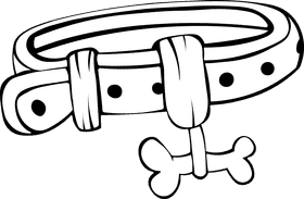Dog bone Collar black and white clipart