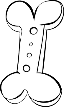 Dog bone Cookie black and white clipart