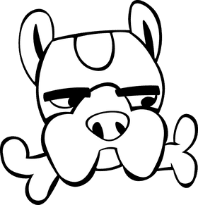 Dog bone Dog Head black and white clipart