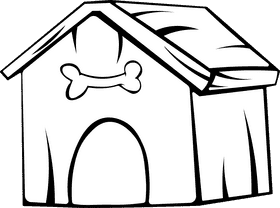 Dog bone Dog house black and white clipart