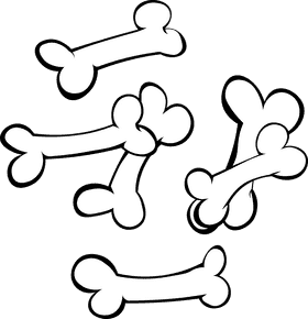 Dog bone Small Bones black and white clipart