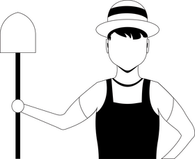 Gardener black and white clipart