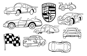 Porsche black and white vector