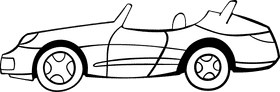Porsche Cabriolet black and white clipart