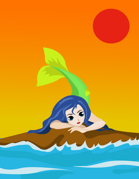Cute mermaid drawing vector