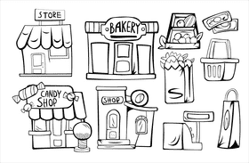 Store black and white vector