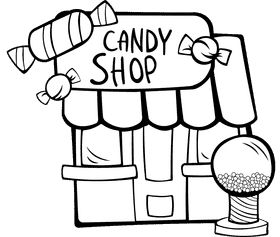 Store Candy Shop black and white clipart