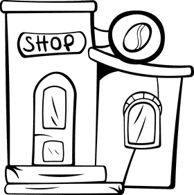 Store Coffee Shop black and white clipart