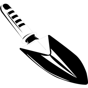 Garden shovel black and white clipart