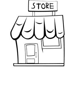 Store building black and white clipart