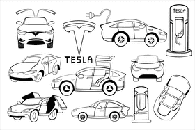 Tesla black and white vector