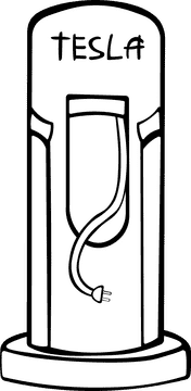 Tesla Charger black and white clipart