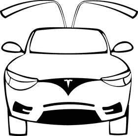 Tesla Front Open black and white clipart