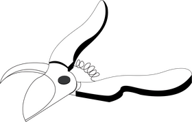 Garden shears black and white clipart