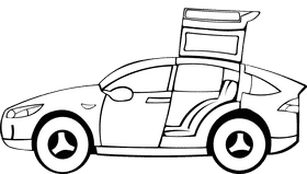 Tesla car black and white clipart