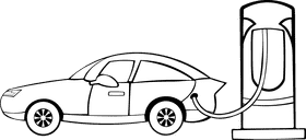 Tesla Charging black and white clipart