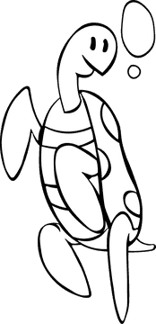 Tortoise Swimming black and white clipart