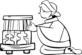 Weaver Woman black and white clipart