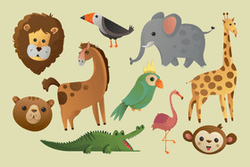 Africa animals cartoon style vector