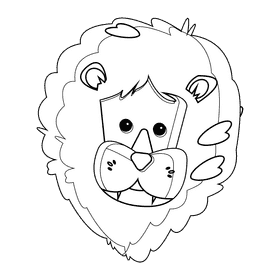 Lion cartoon black and white clipart