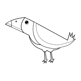 African bird cartoon black and white clipart