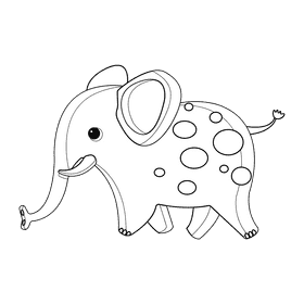 Elephant cartoon black and white clipart