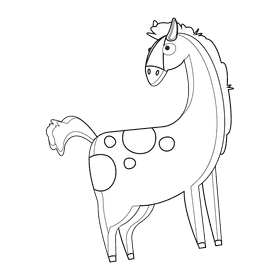 Horse cartoon black and white clipart