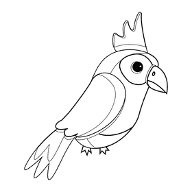 Parrot cartoon black and white clipart