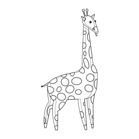 Giraffe cartoon black and white clipart