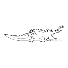 Crocodile cartoon black and white clipart