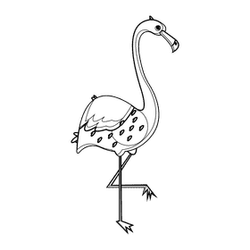 Flamingo bird cartoon black and white clipart