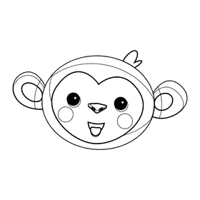 Cute monkey cartoon black and white clipart