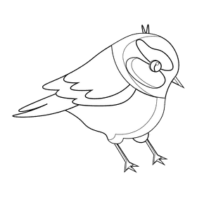 Bird cartoon black and white clipart